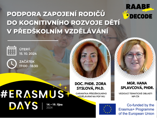 Podpora zapojení rodičů do kognitivního rozvoje dětí v předškolním vzdělávání / PŘIHLASTE SE NA WEBINÁŘ ZDARMA v úterý 15. 10. 2024